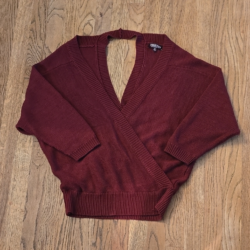 Elegant Burgundy Wrap Sweater